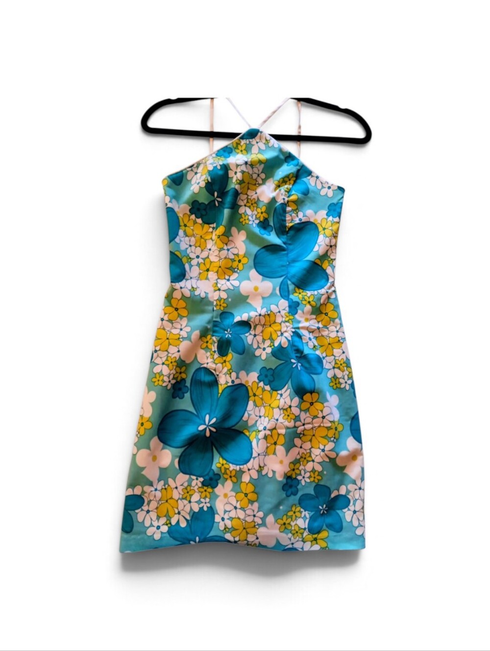 Vintage Y2K Jodi Kristopher 60s Style Flower Power Mini Halter Dress